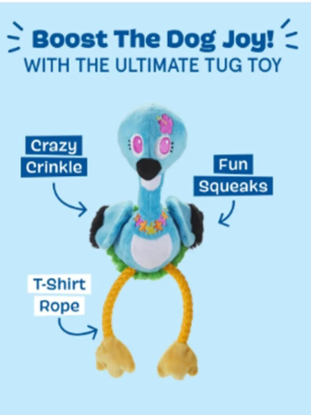 BARK Blue Plush Bird Dog Toy | Lele the Nene Goose | Brand NEW